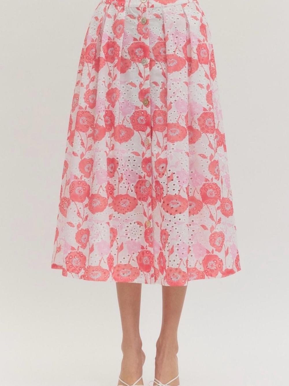 Entro Floral Eyelet Midi Skirt - Picture 5 of 7